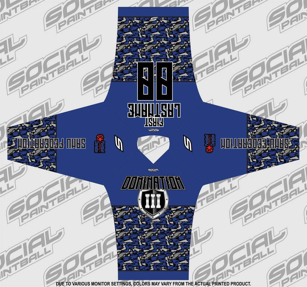 Social Paintball 2020 Paintball Charleston Domination 3 Custom Event SMPL Jersey, Blue Sanu Federation 3 Social Paintball 2020 Paintball Charleston Domination 3 Custom Event SMPL Jersey, Blue Sanu Federation