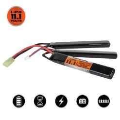 Batteries Valken LiPo 11.1V 2000mAh 25C Triple Split Airsoft Battery (Small Tamiya)