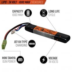 Valken LiPo 7.4v 1000mAh 30c Stick Airsoft Battery (Small Tamiya) Batteries