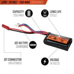Batteries Valken LiPo 7.4v 250mAh 25C HPA Battery (JST)