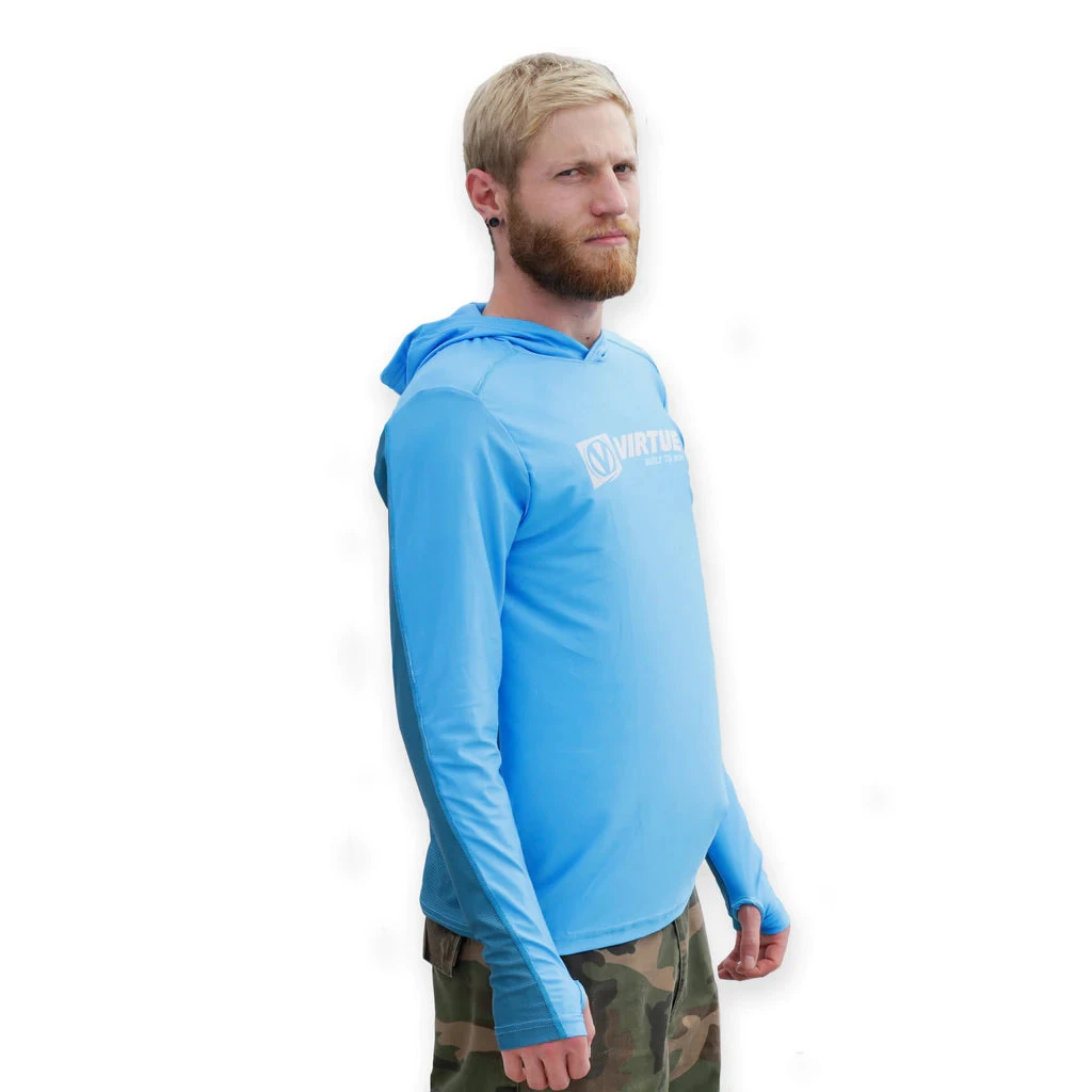 VIRTUE DRYFIT PROFORMANCE HOODED JERSEY - CYAN 2 VIRTUE DRYFIT PROFORMANCE HOODED JERSEY - CYAN
