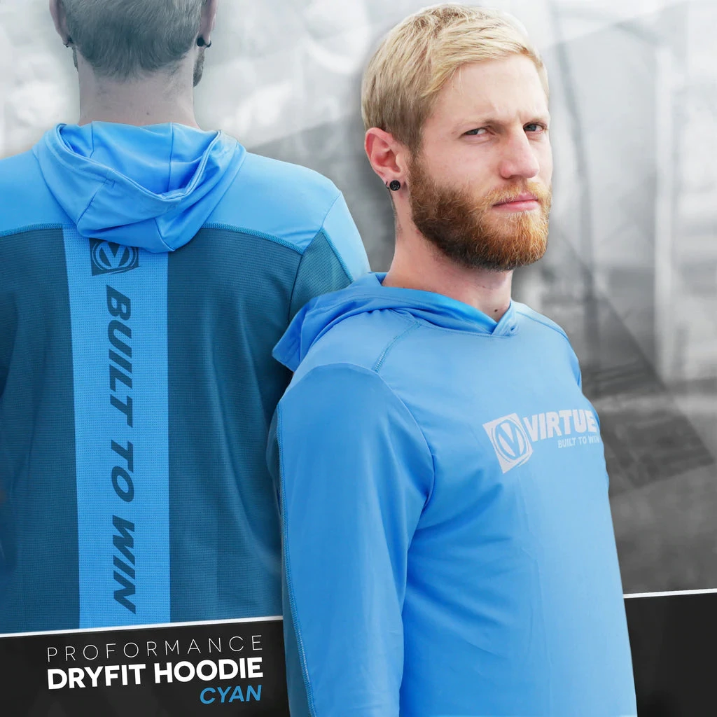 VIRTUE DRYFIT PROFORMANCE HOODED JERSEY - CYAN 1 VIRTUE DRYFIT PROFORMANCE HOODED JERSEY - CYAN
