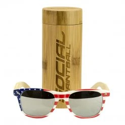 Social Paintball Bamboo Wood Sunglasses, American Flag