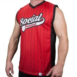 Valken Apparels Grit Sleeveless Jersey, Red Black Pinstripe