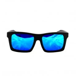 Social Paintball Black Bamboo Wood Sunglasses, Blue Mirror Lens
