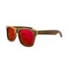Social Paintball Skateboard Wood Sunglasses, Red Mirror Lens